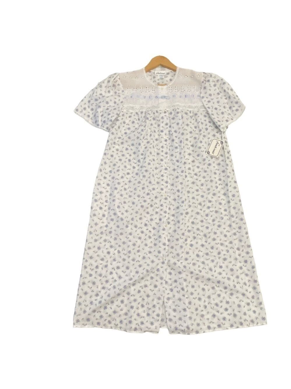 Vintage French Maid long nightie NWT liberty floral white baby blue size medium